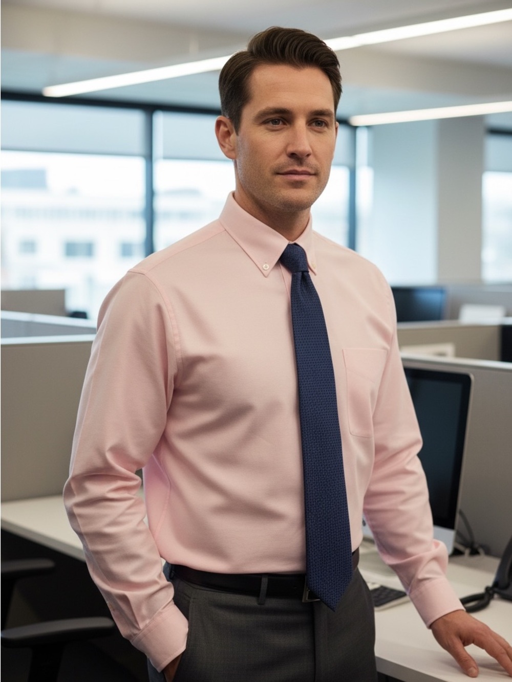 Stafford Light Pink Button-Down Dress Shirt - Real Men wear Pink!